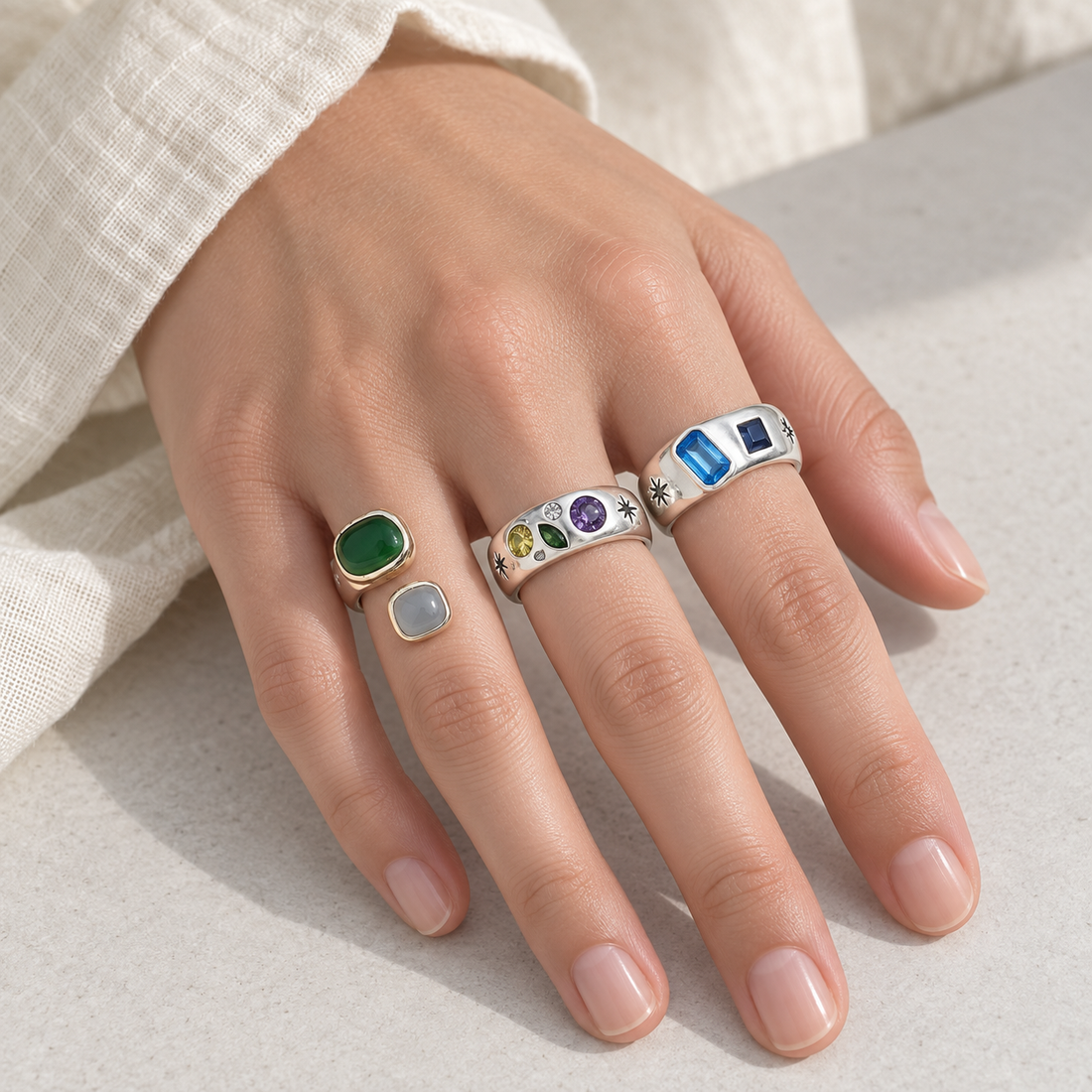 Kit DIY de anillo abierto Piedras de Color
