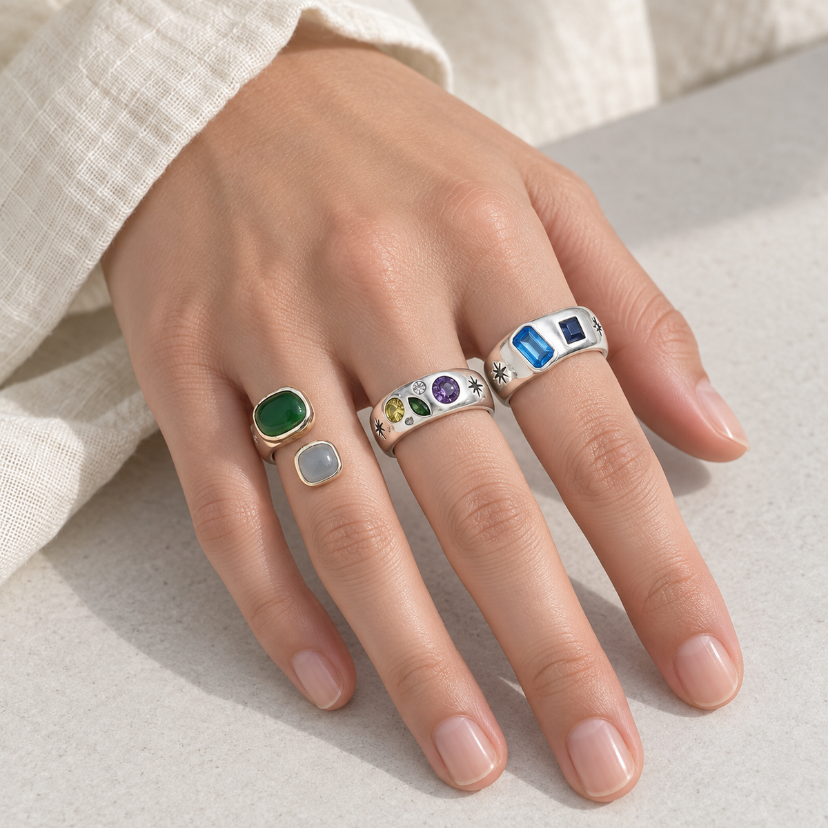 Kit DIY de anillo abierto Piedras de Color