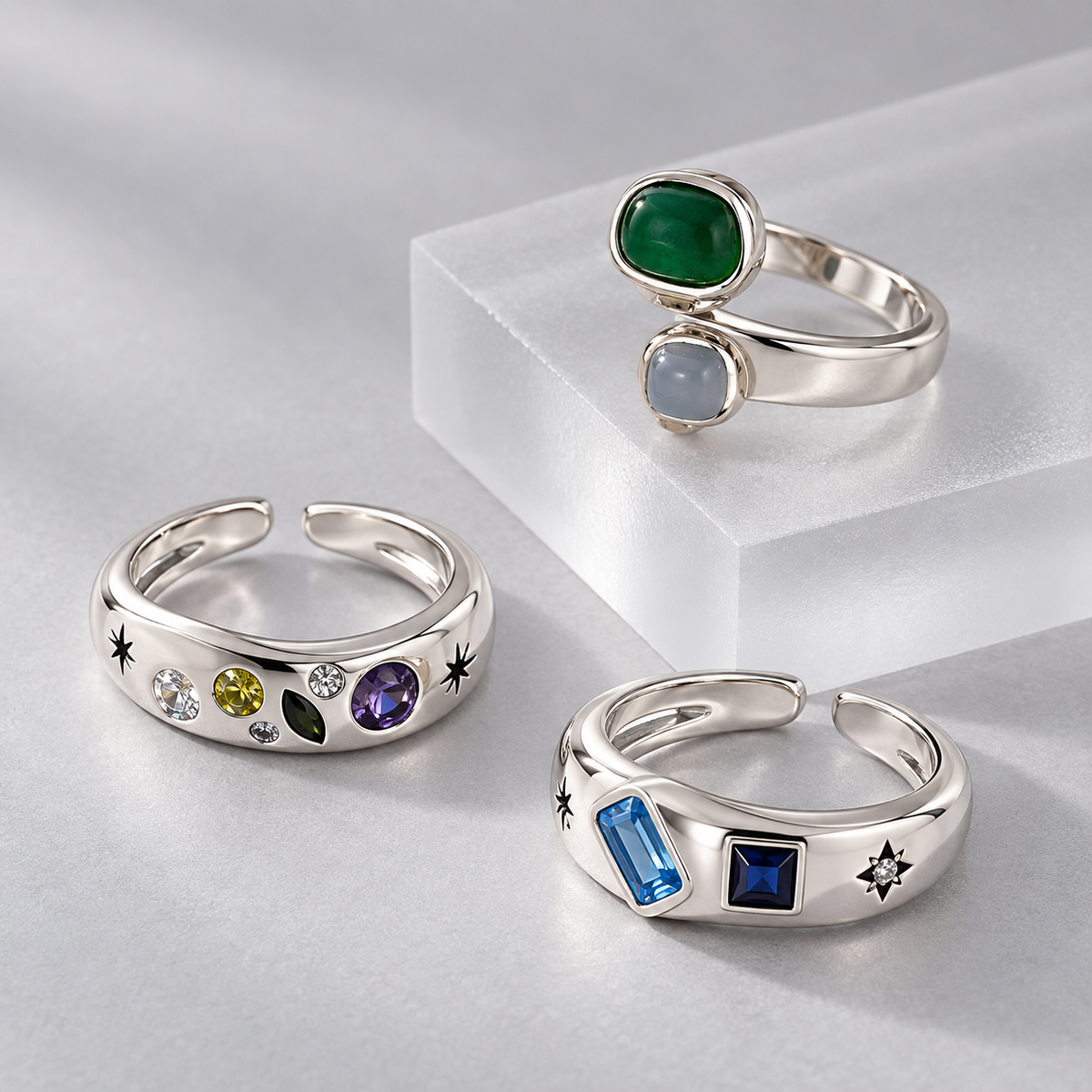 Kit DIY de anillo abierto Piedras de Color