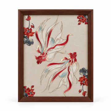 Kit DIY de cuadro bordado Chinoiserie – Peces Rojos