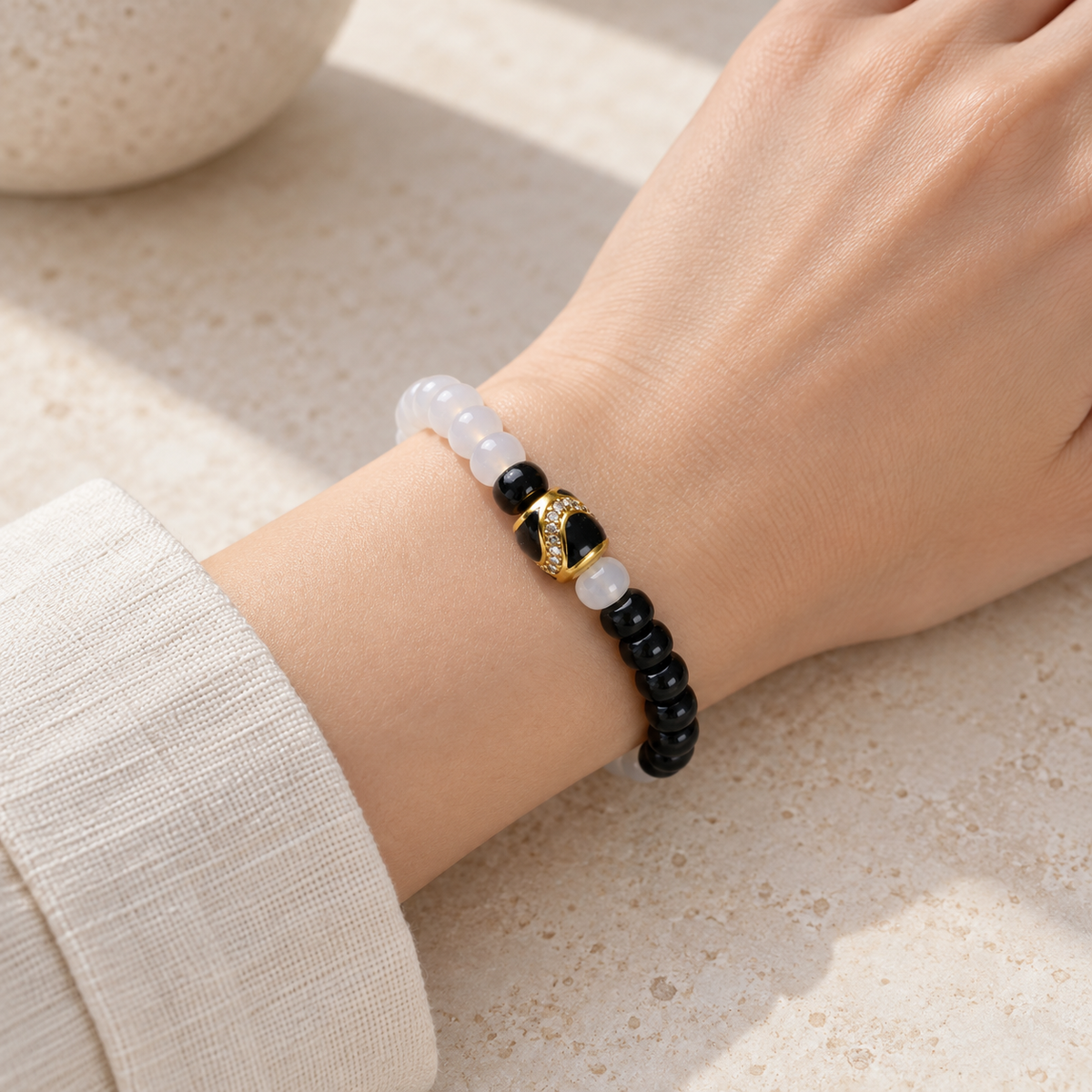Kit DIY pulsera Yin Yang Taiji en blanco y negro