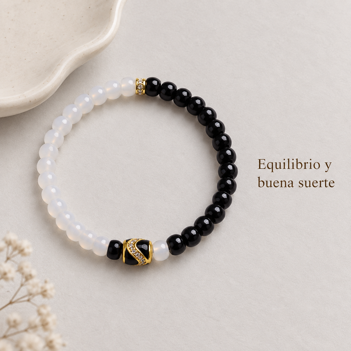 Kit DIY pulsera Yin Yang Taiji en blanco y negro