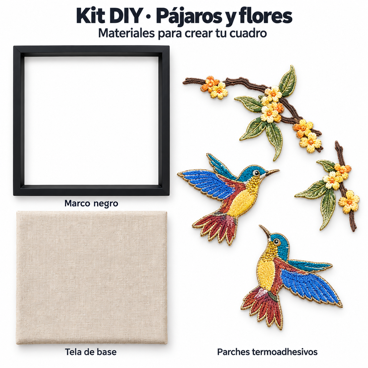 Kit DIY de mini cuadros con apliques bordados