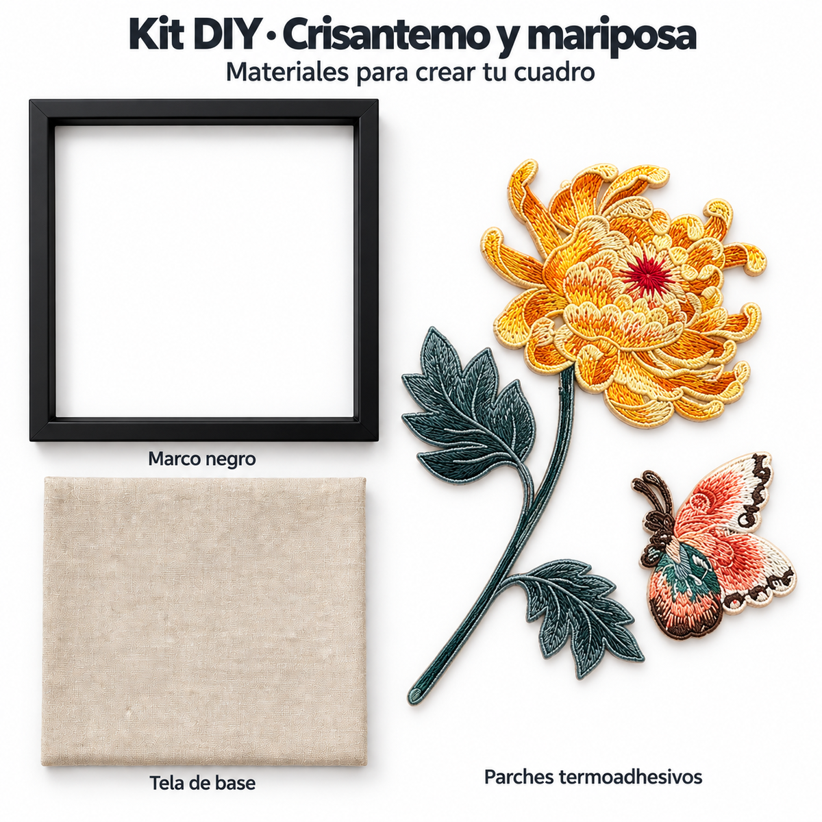Kit DIY de mini cuadros con apliques bordados