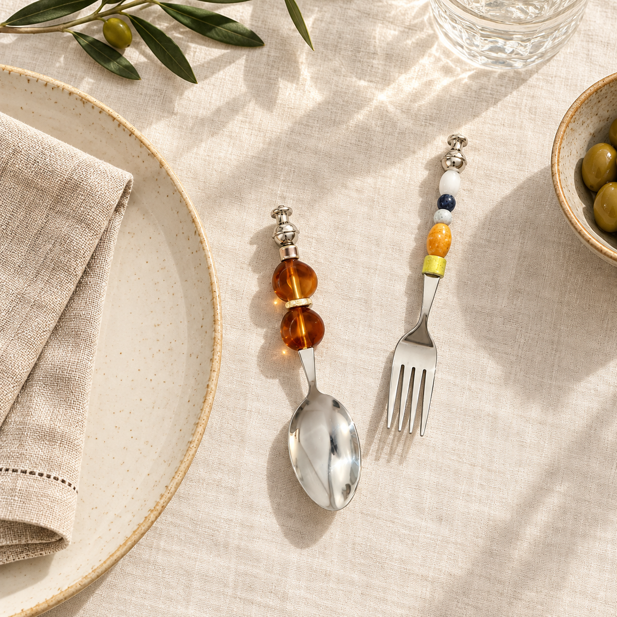 Kit DIY de cubiertos con cuentas Jardín Mineral